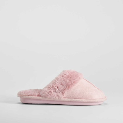 Zapatilla casa destalonada pelo rosa OLYNE