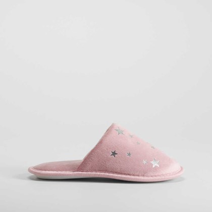 Zapatilla casa estrellas plateadas y rosa OLYNE