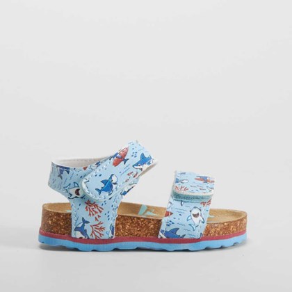 Sandalia bio estampada de bebé azul BACHE