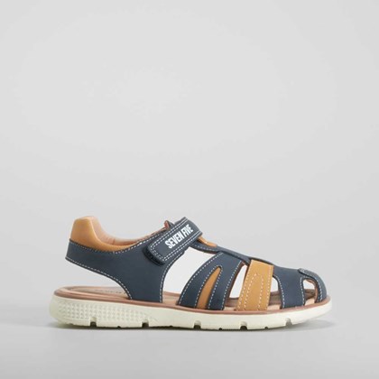 Sandalia juvenil azul y mostaza SEVEN FIVE