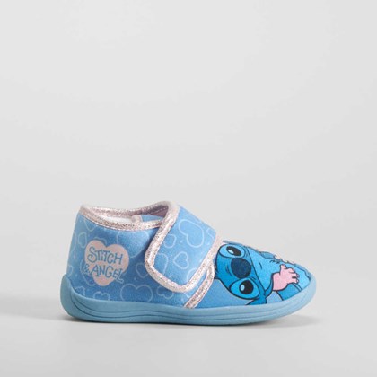 Zapatilla casa cerrada velcro azul STITCH