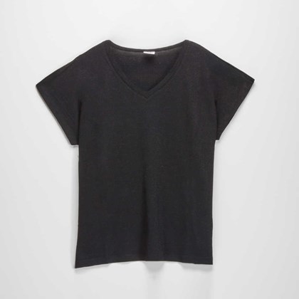 Camiseta mujer rayas negra NYC