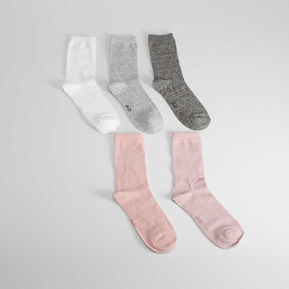 Pack 5x calcetines largos trama corazón mujer