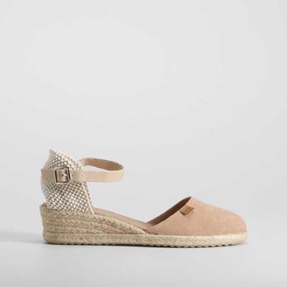 Sandalia de yute de cuña piel rosa palo SENDA ROAD